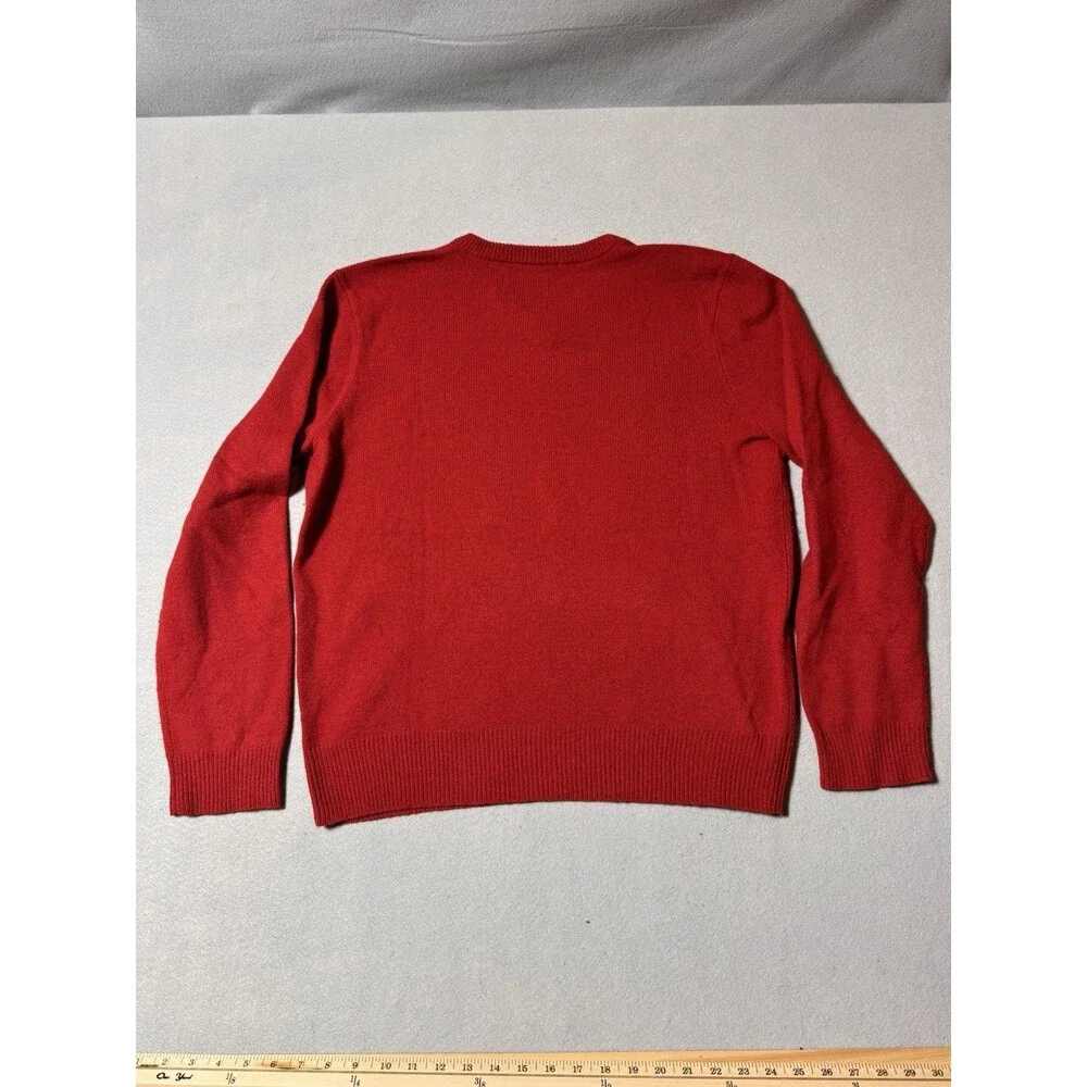 Polo Ralph Lauren Long Sleeve V-Neck 100% Lambs Wool Sweater Mens Size L Red
